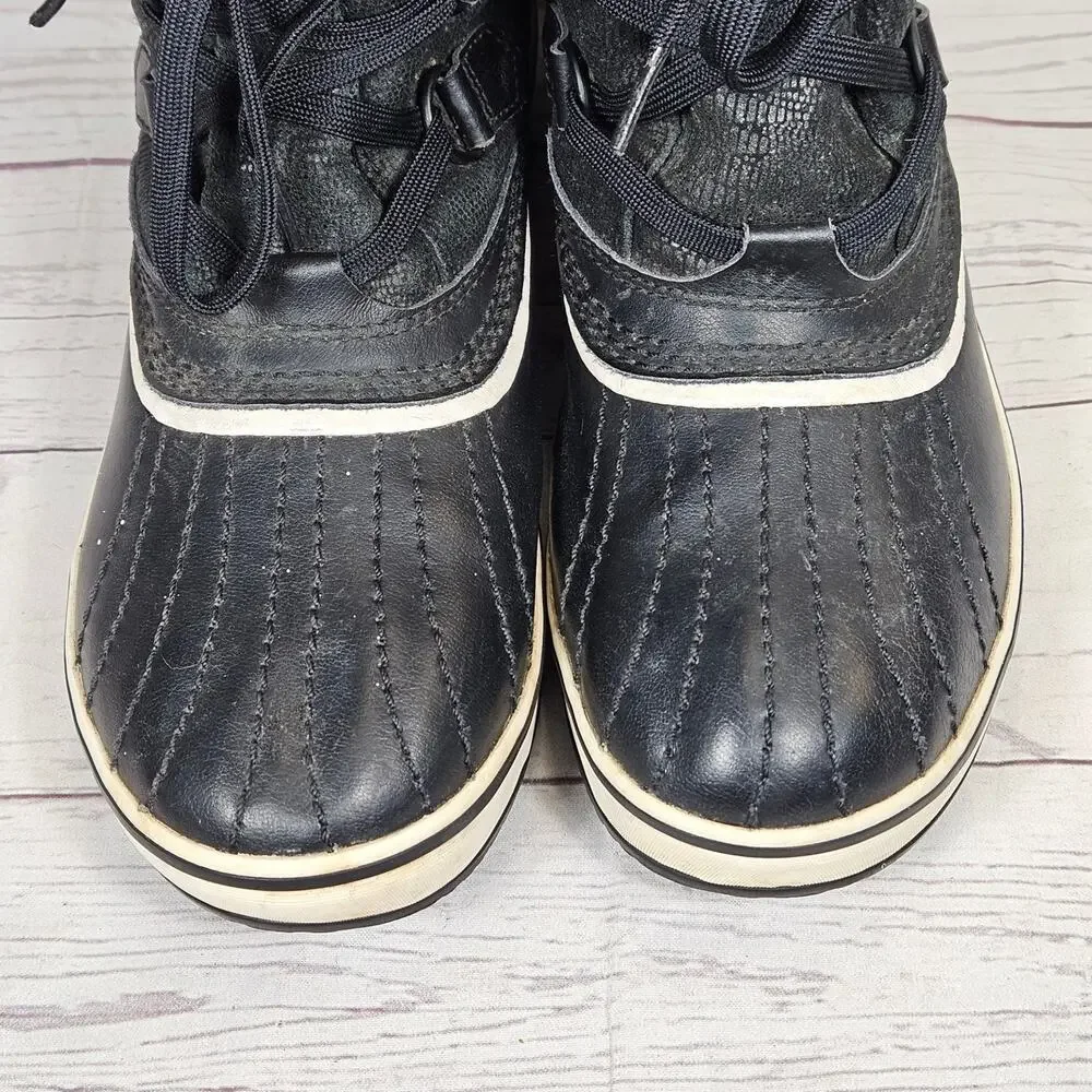 Sorel Women’s Black Winter Boots Faux Fur Waterproof Duck Boot US 8.5